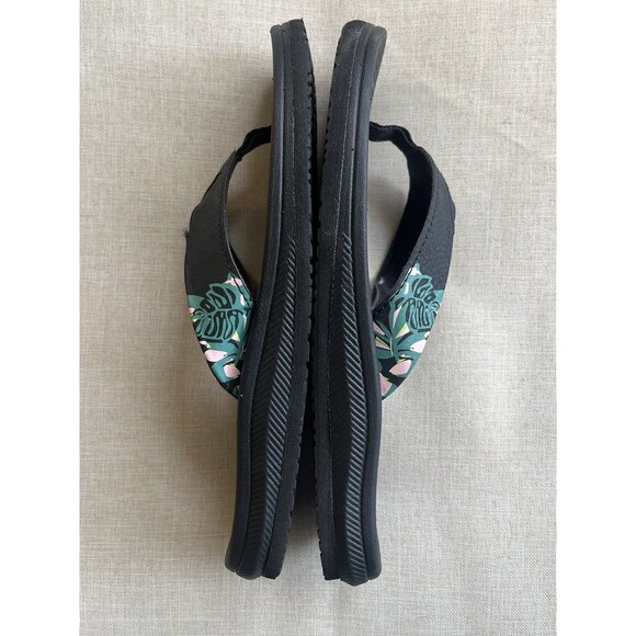High Tide Black Sandal Flip Flop Comfort Tropical Beach Floral Size 9 - Picture 8 of 9